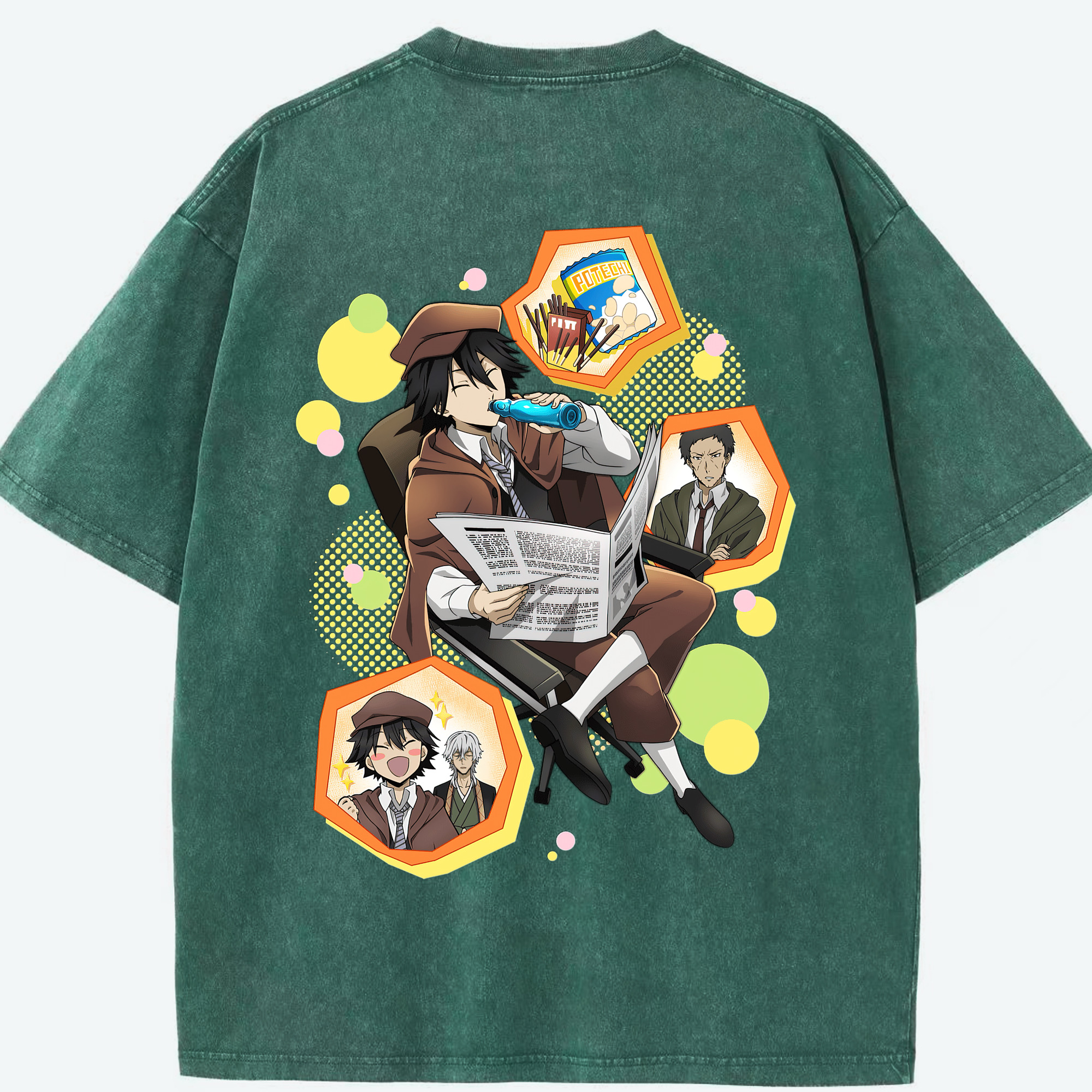（画像用） 文豪ストレイドッグス Bungo Stray Dogs 綿100% ヴィンテージ風 半袖Tシャツ（背面プリント）